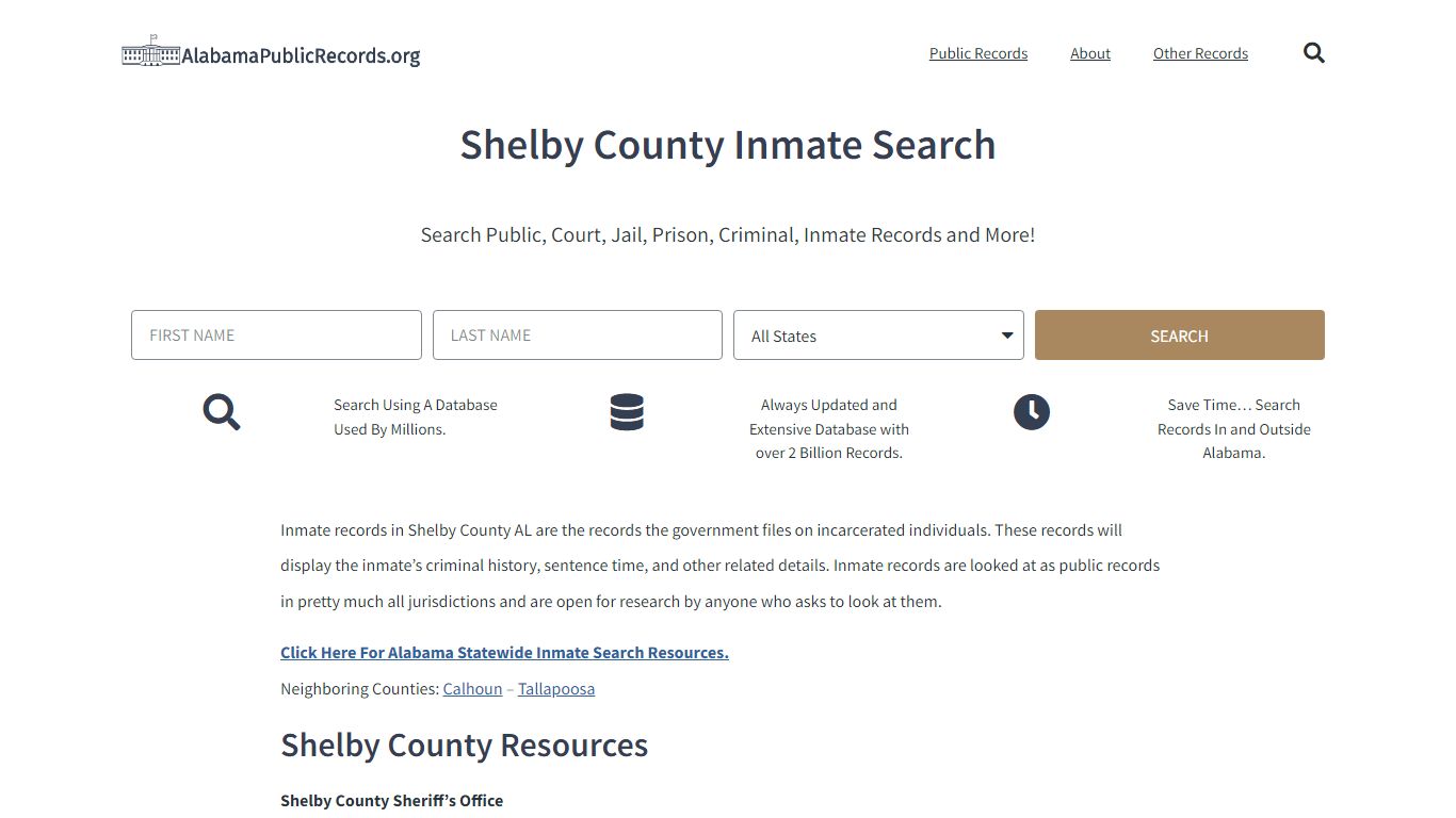 Shelby County Inmate Search - Current & Past Jail Records