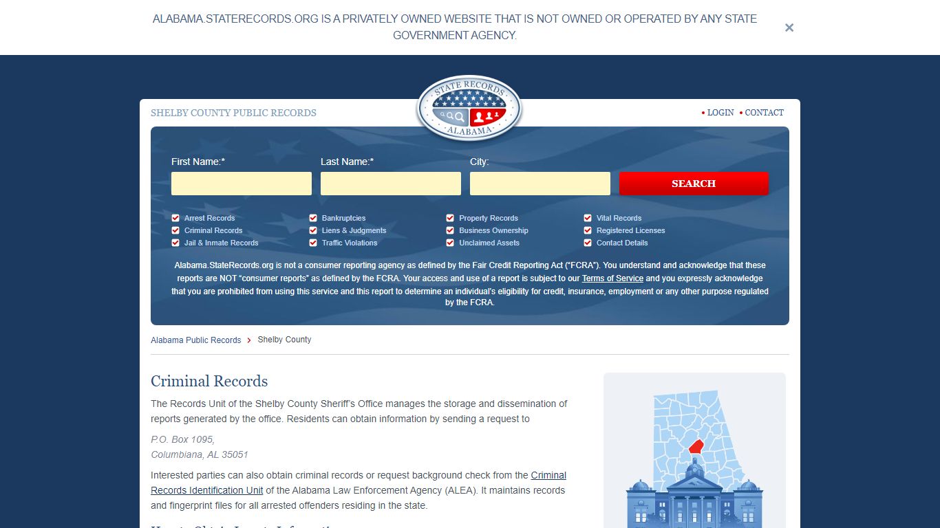 Shelby County Arrest, Court, and Public Records | StateRecords.org